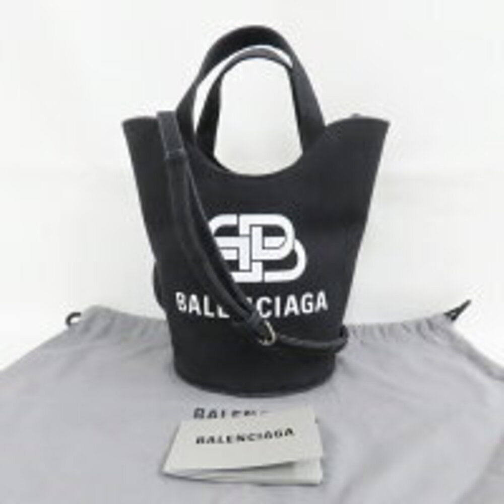 Balenciaga Tote Shoulder Bag New Wave XS Canvas Black
